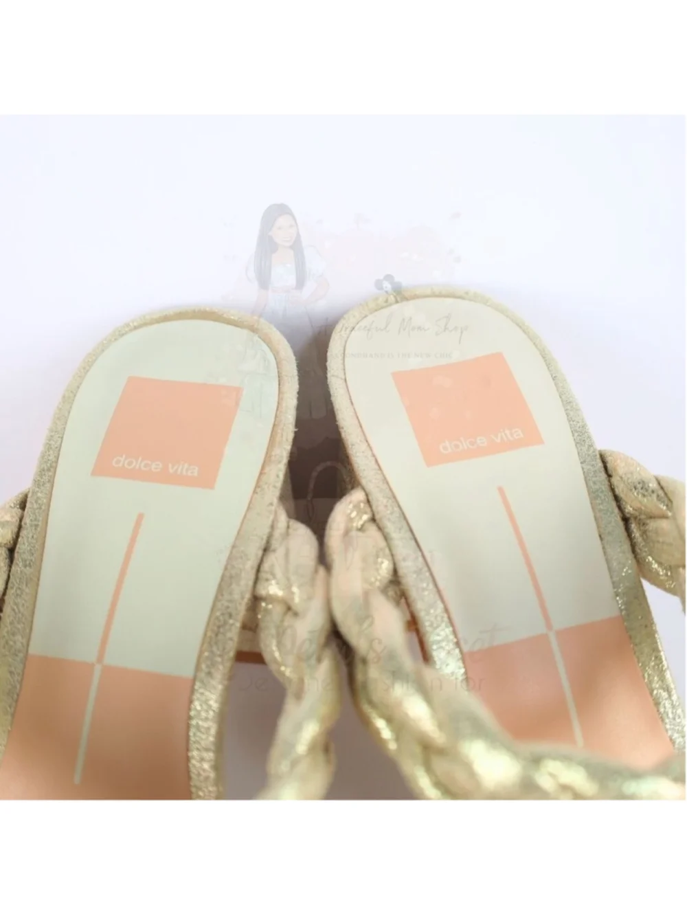 Dolce Vita Paily Stella Braided Heeled Sandals Metallic Light Gold Size 10- 0282